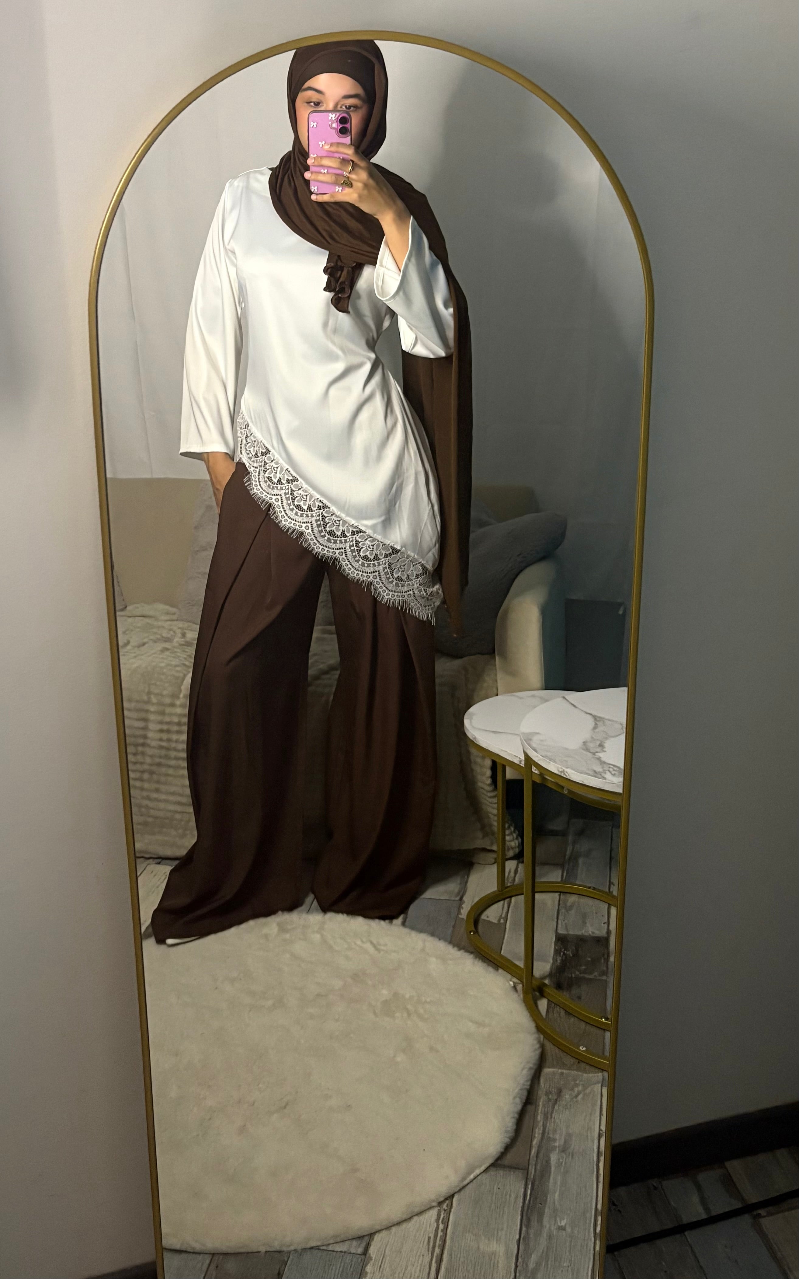 Pantalon large marron