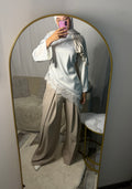 Pantalon large beige clair