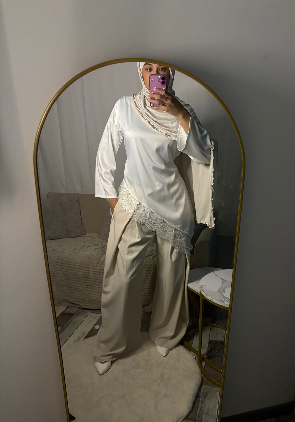 Pantalon large beige foncé